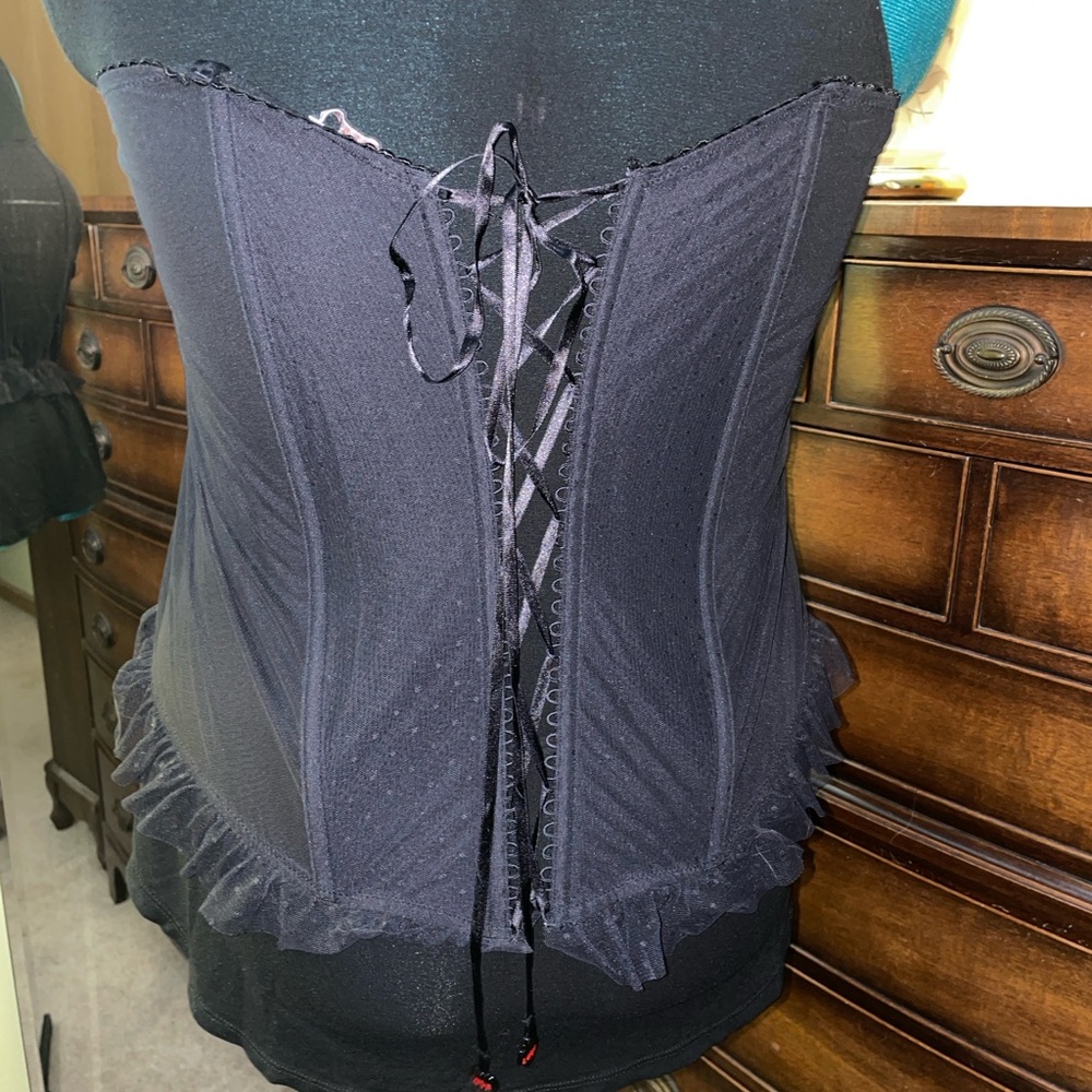 Savage x Fenty SKIRT, CANDY HEARTS DOTTED MESH OPEN-BACK SKIRT, black caviar, 3X